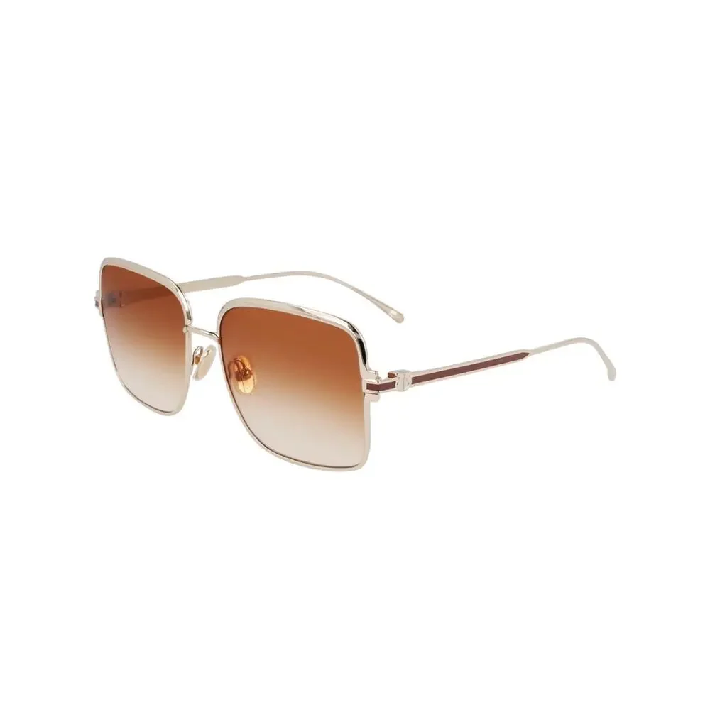NEW!!! Salvatore Ferragamo SF317S 704 Brown Lens Square Metal Women Sunglasses